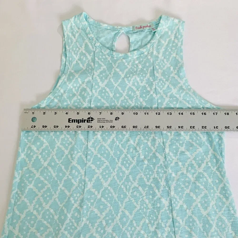 Fresh Produce Dress Women S Blue Aqua Sleeveless Beach Pool Vacation Cotton Midi
